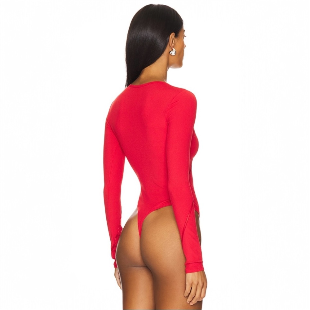 Free People Victoria Plunge Bodysuit In Garnet Rose Size Medium - Picture 2 of 10